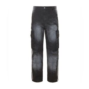 NWT Vale Forever Mns Midnight Marathon White Stripe Side Cargo Pant Faded Wash